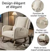 Bežové houpací křeslo z lnu a bavlny, silné opěradlo, Náhled obrázku produktu 10