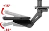 A black adjustable under-desk keyboard tray is shown in profile, demonstrating its tilt adjustment range. Voir les images du produit