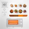 A collage of food items and a Zilan minibackofen with its interior lit up. Produktbild-Vorschau