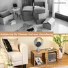 A split image showing a messy room with boxes on top and a tidy living room on the bottom. Produktbild-Vorschau
