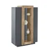 moderne Vitrine in Schwarz aus Holz hoch fürs Wohnzimmer Produktbild-Vorschau 3