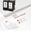 Two ink cartridges are shown in the foreground, with a stack of paper and a printer illustration in the background. Text highlights 'HIGH YIELD' and page counts. Produktbild-Vorschau