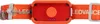 Close-up of an orange and red LED headlamp with a fabric strap. Náhľad obrázku produktu