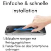 A hand is shown applying a screen protector to a smartphone. Produktbild-Vorschau