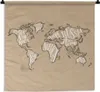 MuchoWow® Wandteppich Wandbehang Weltkarte - Braun - Weiß - Produktbild-Vorschau 1