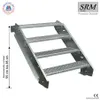 A metal staircase with four steps, shown from a diagonal angle against a white background. Produktbild-Vorschau