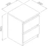 A technical drawing of a nightstand with dimensions. Produktbild-Vorschau