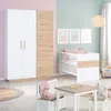A nursery room with a wardrobe, crib, and a small table and chairs. Produktbild-Vorschau