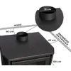 Diagram showing installation clearances for a wood-burning stove. Produktbild-Vorschau