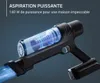 A close-up marketing image of a cordless vacuum cleaner, highlighting its powerful suction with a visual representation of airflow. Voir les images du produit