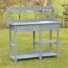 Table de jardin Table à plantes grise 117 x 45 x 121 cm Voir les images du produit 4