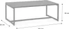 A diagram of a gray metal coffee table with dimensions indicated. Produktbild-Vorschau