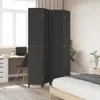 vidaXL 4dílný skládací paraván z černého masivního dřeva Náhled obrázku produktu 3