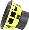 A side view of a yellow and black subwoofer. Voir les images du produit