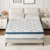 A mattress is displayed on a bed frame, with pillows and a headboard. Náhled obrázku produktu
