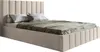 A beige upholstered bed with a fluted headboard and footboard, shown from a side angle against a white background. Náhled obrázku produktu