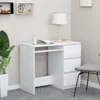 A white desk in a room setting, with a plant and shelves in the background. Voir les images du produit