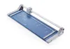 A blue paper trimmer is shown on a white background. Voir les images du produit