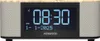 A close-up of a Kenwood DAB+ radio alarm clock with a wooden top and fabric speaker grilles. Anteprima dell’immagine prodotto