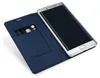 A smartphone with a blue flip case cover, showing a credit card slot. Produktbild-Vorschau
