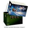 A Christmas-themed advent calendar designed to fit over a beer crate, featuring a reindeer and sleigh illustration. Produktbild-Vorschau