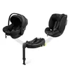 A car seat base with two car seats, one infant car seat and one toddler car seat, shown in a studio setting against a white background. Produktbild-Vorschau