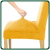 Stuhlhusse Stretch Senfgelb - Samt - Universal - Esszimmer Produktbild-Vorschau 3