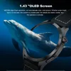 A smartwatch is shown with a dolphin swimming in the background, highlighting the screen's display capabilities. Produktbild-Vorschau