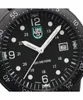 Close-up of a black Luminox watch face showing the time, date, and brand logo. Produktbild-Vorschau
