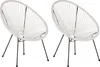 BELIANI Gartenstuhl 2er Set Weiß Polyrattan Spaghetti-Optik Produktbild-Vorschau 1