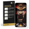 A product packaging with instructions for a screen protector, next to a smartphone with a screen protector applied. Produktbild-Vorschau