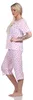 Damen Pyjama 3/4 Hose & Shirt mit Blumenmuster; Rosa/L/40 Produktbild-Vorschau 2