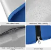 A collage of four close-up images showcasing features of a blue pavilion cover. Produktbild-Vorschau