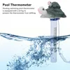 A floating pool thermometer with a turtle design partially submerged in water. Anteprima dell’immagine prodotto