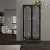 A modern living room with a black glass-fronted cabinet and a white armchair. Náhľad obrázku produktu