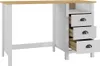 A white and wood desk with three drawers on the right side. Produktbild-Vorschau