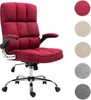 A red office chair is shown against a white background, with swatches of different fabric colors on the right side. Produktbild-Vorschau