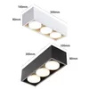 Two ceiling lights, one white and one black, shown with dimensions. Anteprima dell’immagine prodotto