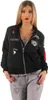 Damen Bomberjacke Jacke mit Patches Übergangsjacke; Schwarz Produktbild-Vorschau 3