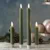 LED Stabkerzen LINA - Rustik-Optik - Echtwachs - 3D Flamme - H: 16cm - Timer - grün - 2er Set Produktbild-Vorschau