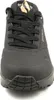 A close-up, front-facing view of a black Skechers sports shoe. Voir les images du produit