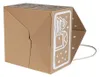 A brown cardboard gift box with white Christmas-themed illustrations, including a house and trees, and a white string handle. Podgląd zdjęcia produktu