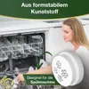 A woman is shown near a dishwasher, holding a white disc with flower patterns. The text 'Aus formstabilem Kunststoff' and 'Geeignet für die Spülmaschine' are visible. Náhľad obrázku produktu