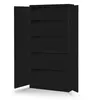 A black metal filing cabinet with its left door open, revealing four shelves inside. The cabinet is shown against a white background. Produktbild-Vorschau