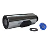 A chrome faucet spray head with black accents and a blue aerator attachment, shown on a white background. Produktbild-Vorschau