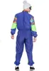 A person wearing a colorful 80s-style ski suit from the back. Produktbild-Vorschau