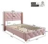 Boxspringbed 90x200 cm in roze kleur, met lattenbodem, Productafbeelding-voorbeeld 2