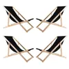 Four black canvas deck chairs with wooden frames are arranged in a grid on a white background. Anteprima dell’immagine prodotto