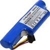A blue lithium-ion battery pack with a white label and a black connector with colored wires. Produktbild-Vorschau