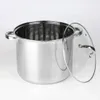 A stainless steel cooking pot with a glass lid, shown on a white background. Produktbild-Vorschau